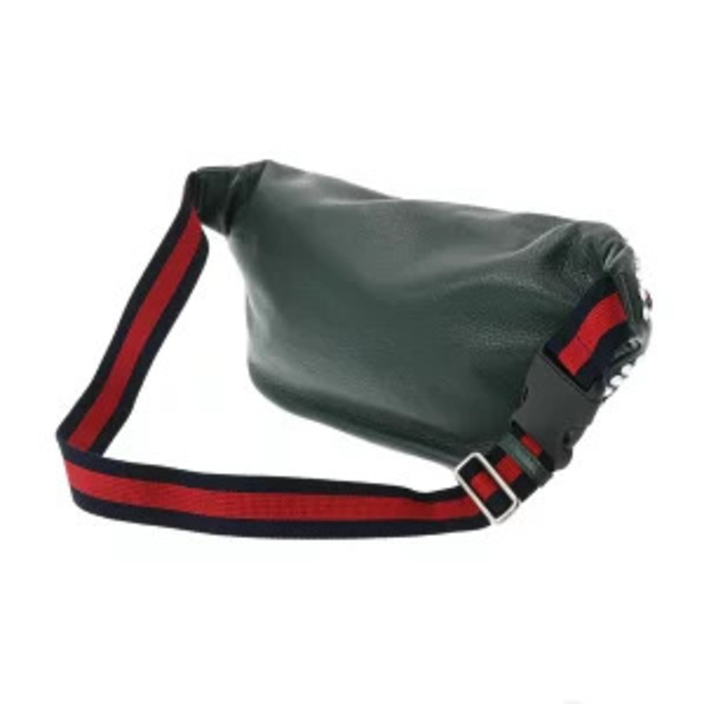 Gucci Belt Bum Leather Body Jeweled Green Crossbody Web Stripe Bag